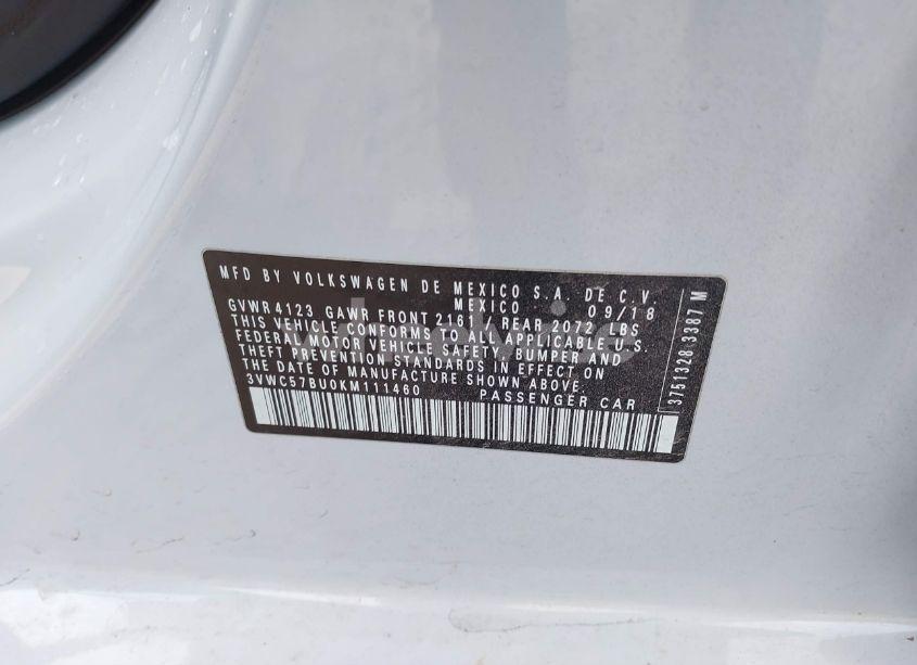 Photo 9 of 2019 Volkswagen Jetta 1.4T R-LINE/1.4T S/1.4T SE (VIN 3VWC57BU0KM111460)