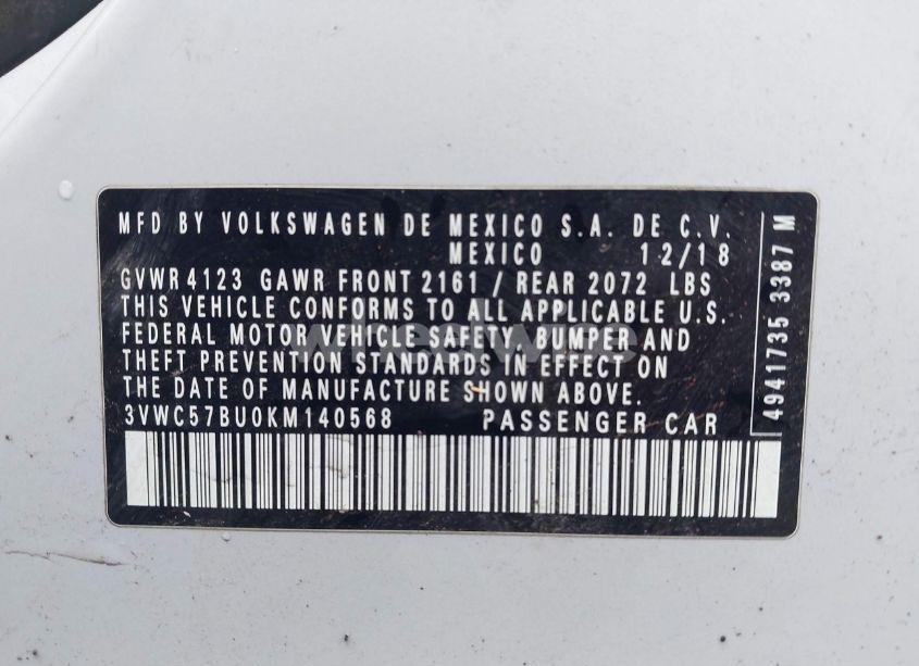 Photo 9 of 2019 Volkswagen Jetta 1.4T R-LINE/1.4T S/1.4T SE (VIN 3VWC57BU0KM140568)