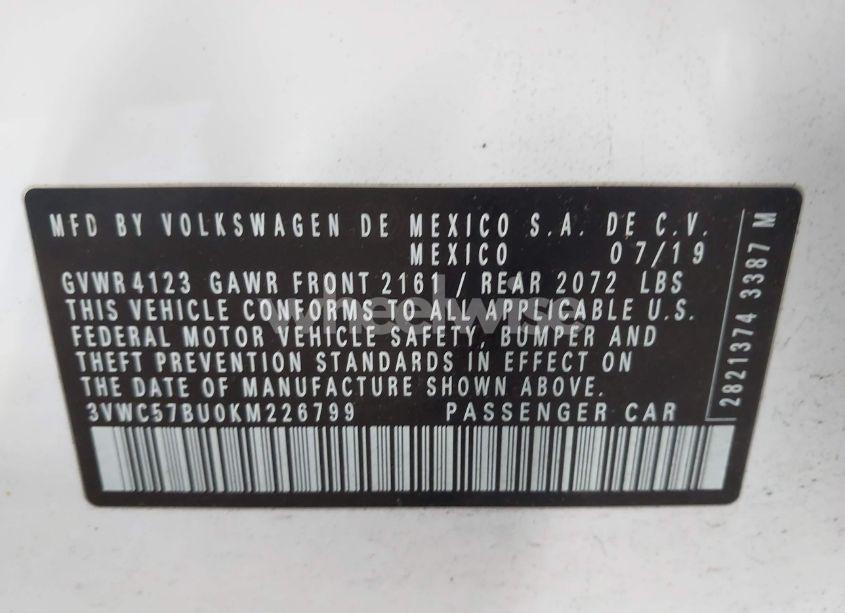 Photo 9 of 2019 Volkswagen Jetta 1.4T R-LINE/1.4T S/1.4T SE (VIN 3VWC57BU0KM226799)