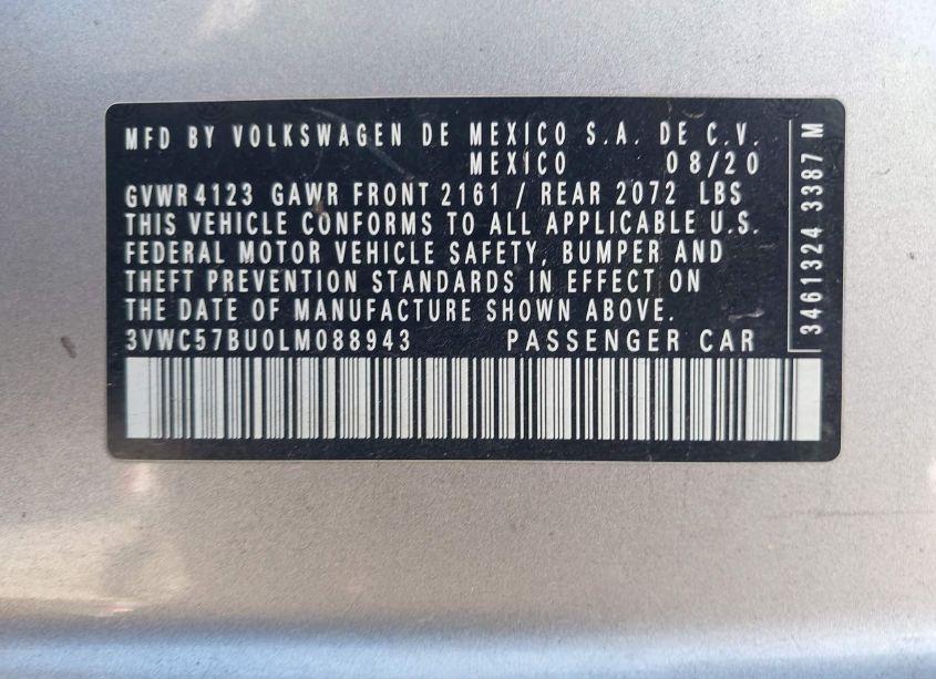 Photo 9 of 2020 Volkswagen Jetta 1.4T R-LINE/1.4T S/1.4T SE (VIN 3VWC57BU0LM088943)