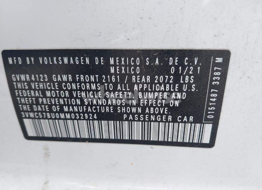 Photo 9 of 2021 Volkswagen Jetta 1.4T R-LINE/1.4T S/1.4T SE (VIN 3VWC57BU0MM032924)