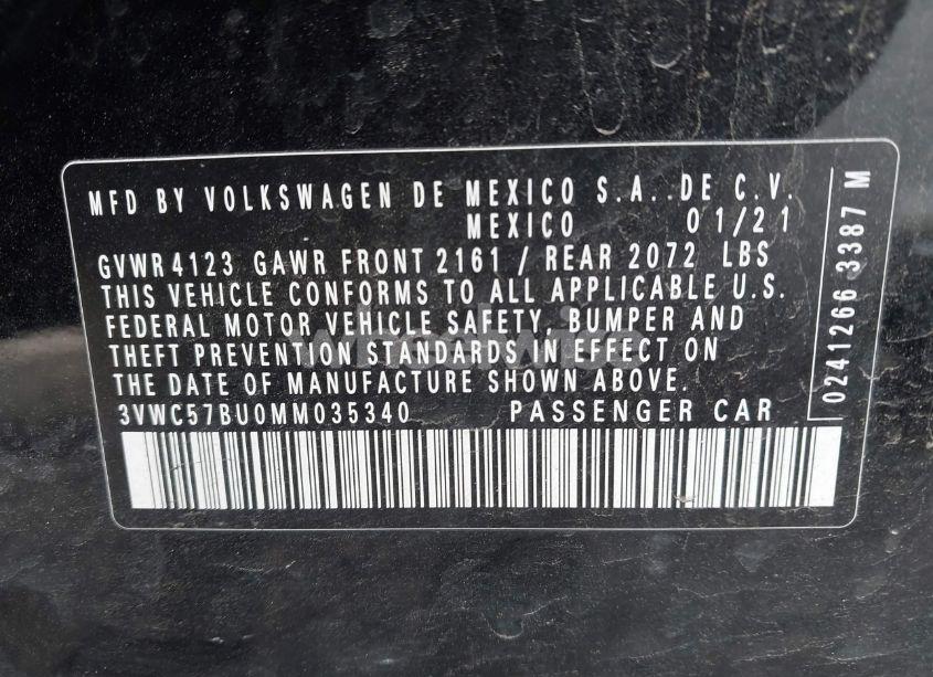 Photo 9 of 2021 Volkswagen Jetta 1.4T R-LINE/1.4T S/1.4T SE (VIN 3VWC57BU0MM035340)