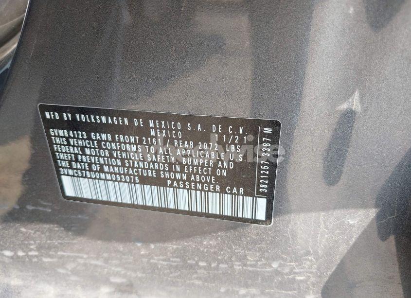 Photo 9 of 2021 Volkswagen Jetta 1.4T R-LINE/1.4T S/1.4T SE (VIN 3VWC57BU0MM093075)