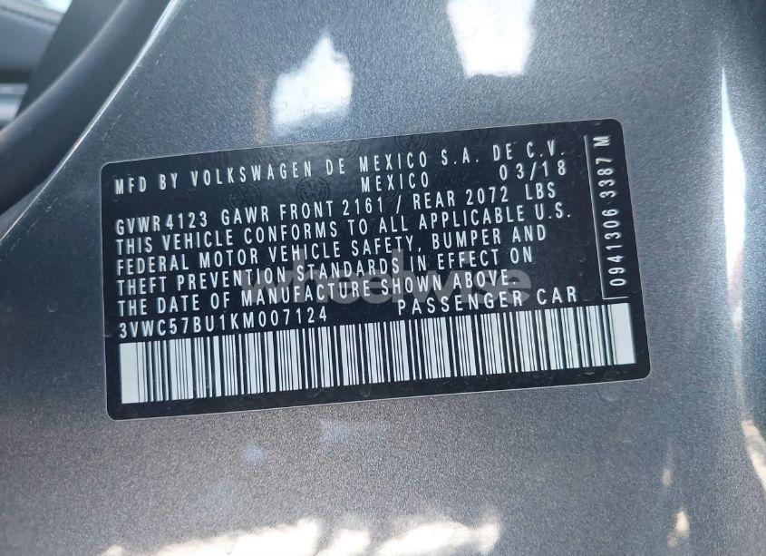 Photo 9 of 2019 Volkswagen Jetta 1.4T R-LINE/1.4T S/1.4T SE (VIN 3VWC57BU1KM007124)