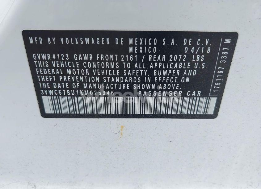 Photo 9 of 2019 Volkswagen Jetta 1.4T R-LINE/1.4T S/1.4T SE (VIN 3VWC57BU1KM025946)