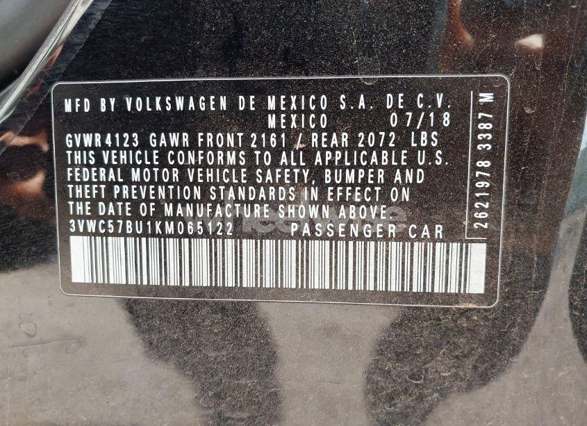 Photo 9 of 2019 Volkswagen Jetta 1.4T R-LINE/1.4T S/1.4T SE (VIN 3VWC57BU1KM065122)