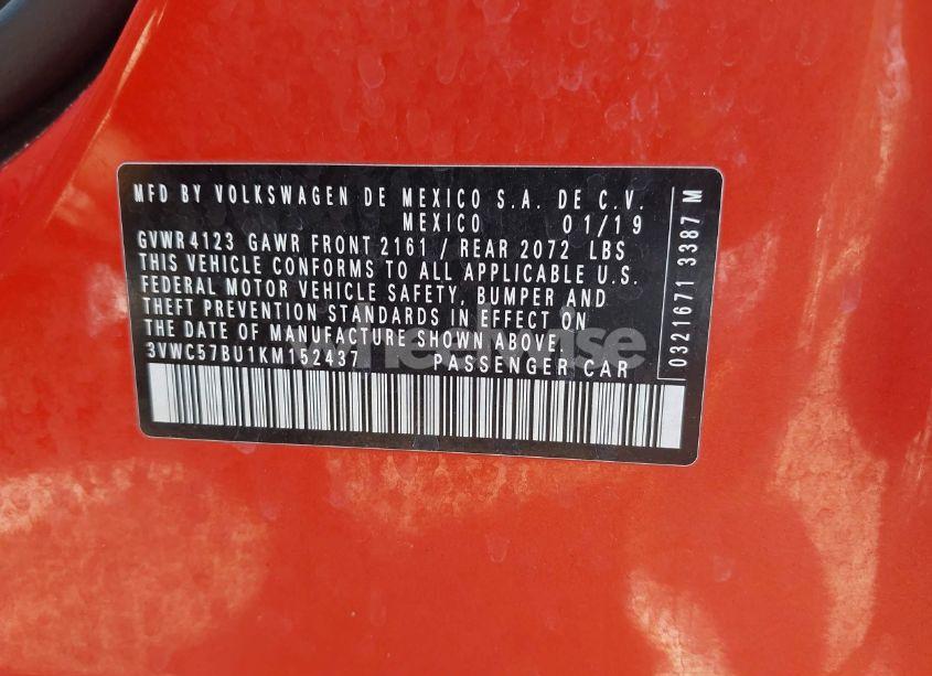 Photo 9 of 2019 Volkswagen Jetta 1.4T R-LINE/1.4T S/1.4T SE (VIN 3VWC57BU1KM152437)