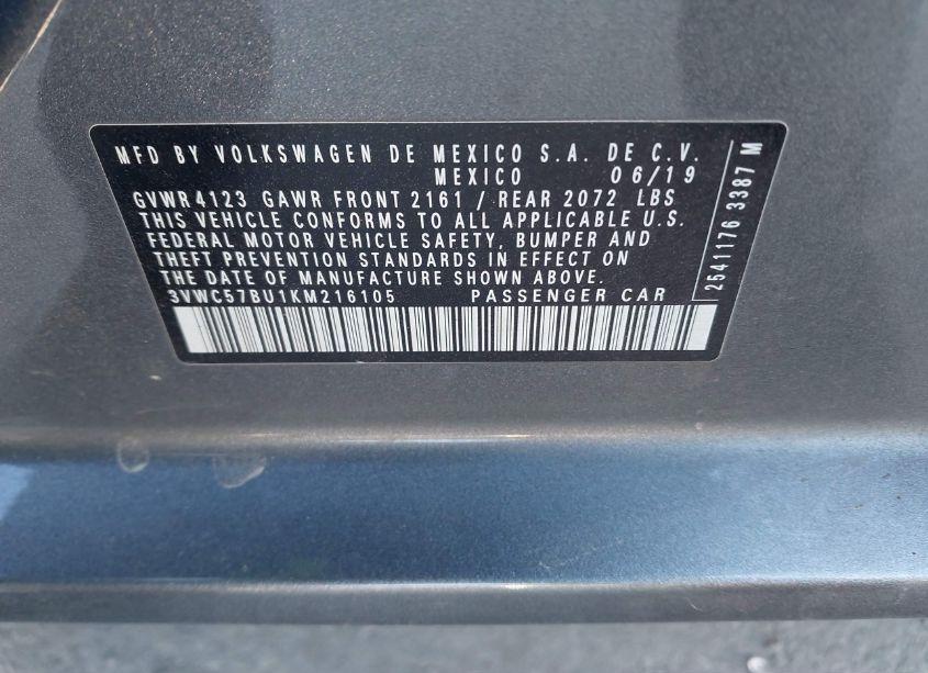 Photo 9 of 2019 Volkswagen Jetta 1.4T R-LINE/1.4T S/1.4T SE (VIN 3VWC57BU1KM216105)