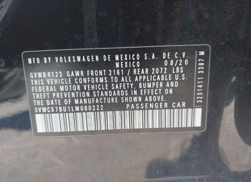 Photo 9 of 2020 Volkswagen Jetta 1.4T R-LINE/1.4T S/1.4T SE (VIN 3VWC57BU1LM080222)