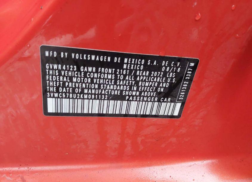 Photo 9 of 2019 Volkswagen Jetta (VIN 3VWC57BU2KM091132)