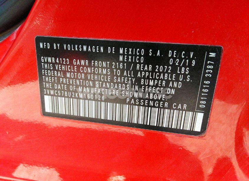 Photo 9 of 2019 Volkswagen Jetta 1.4T R-LINE/1.4T S/1.4T SE (VIN 3VWC57BU2KM160126)