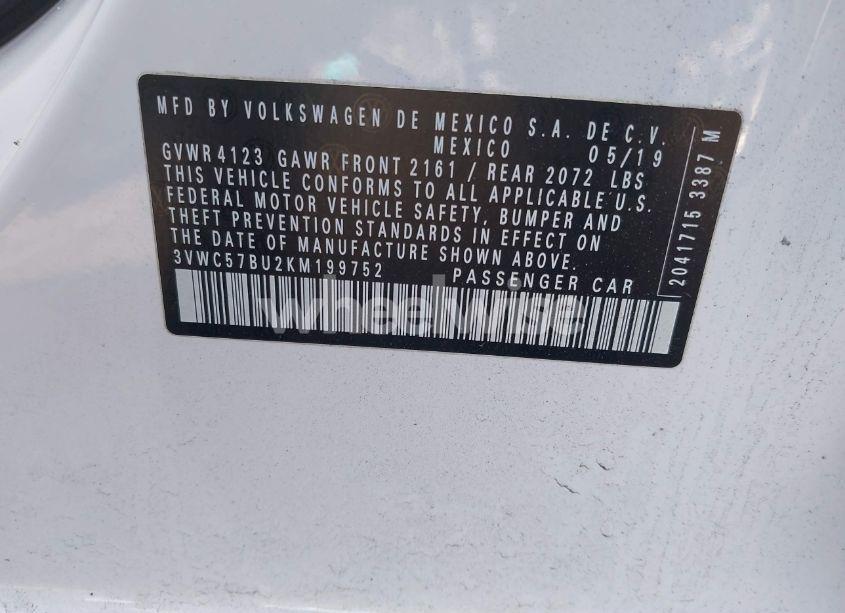 Photo 9 of 2019 Volkswagen Jetta 1.4T R-LINE/1.4T S/1.4T SE (VIN 3VWC57BU2KM199752)