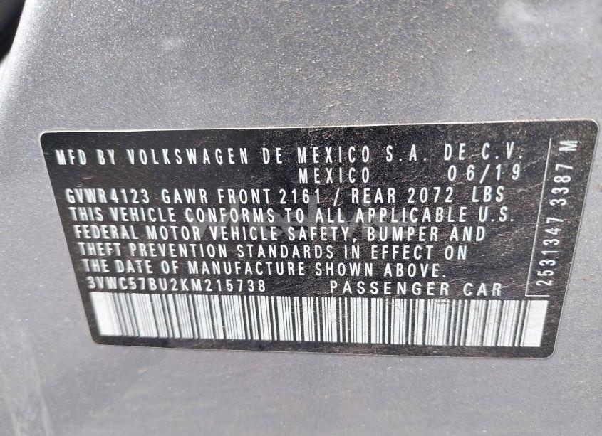 Photo 9 of 2019 Volkswagen Jetta 1.4T R-LINE/1.4T S/1.4T SE (VIN 3VWC57BU2KM215738)