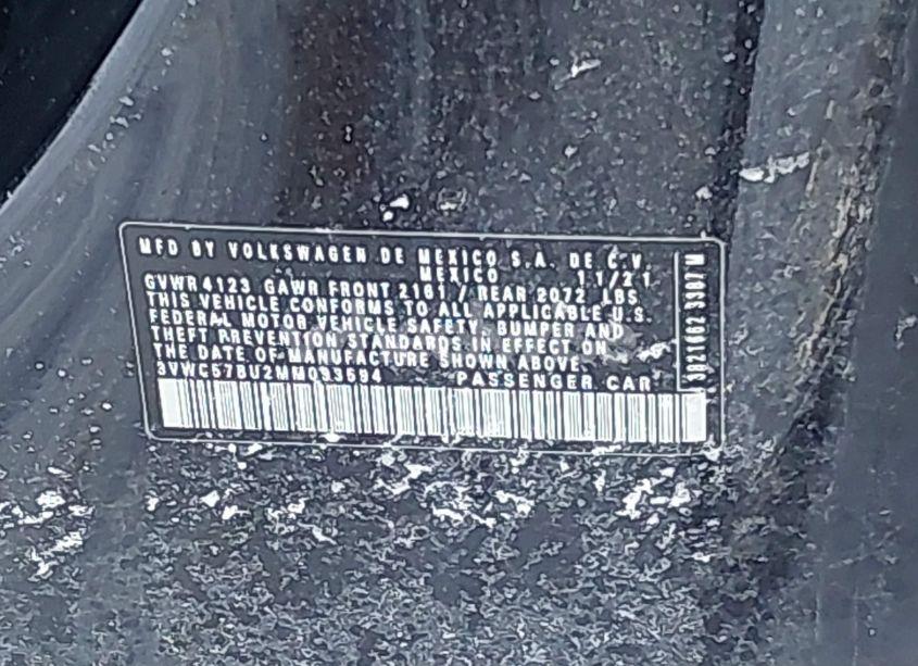 Photo 9 of 2021 Volkswagen Jetta 1.4T R-LINE/1.4T S/1.4T SE (VIN 3VWC57BU2MM093594)