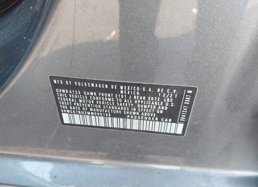 Photo 9 of 2021 Volkswagen Jetta 1.4T R-LINE/1.4T S/1.4T SE (VIN 3VWC57BU2MM099198)