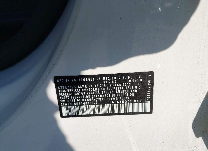 Photo 9 of 2019 Volkswagen Jetta 1.4T R-LINE/1.4T S/1.4T SE (VIN 3VWC57BU3KM026807)