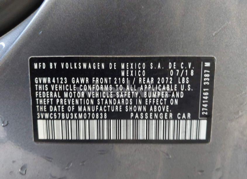 Photo 9 of 2019 Volkswagen Jetta 1.4T R-LINE/1.4T S/1.4T SE (VIN 3VWC57BU3KM070838)