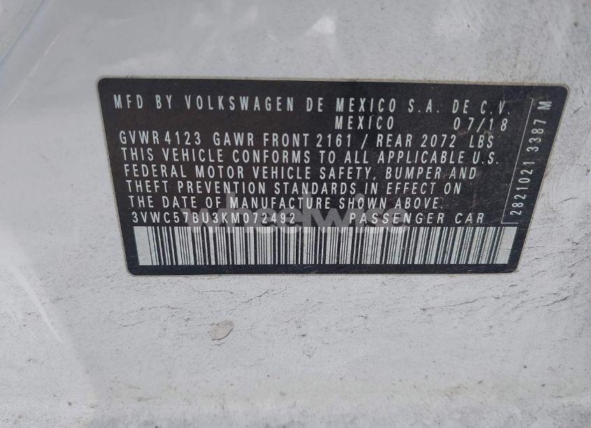 Photo 9 of 2019 Volkswagen Jetta 1.4T R-LINE/1.4T S/1.4T SE (VIN 3VWC57BU3KM072492)