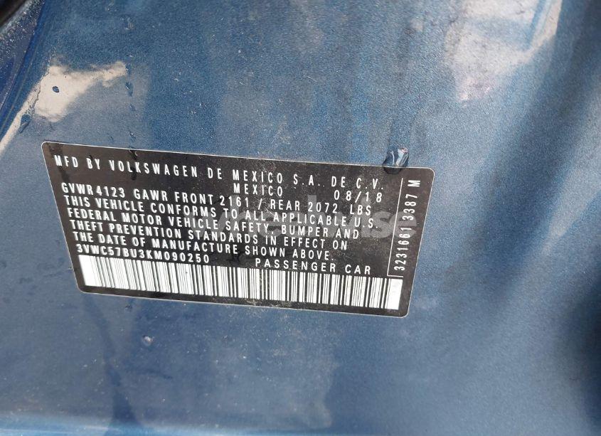 Photo 9 of 2019 Volkswagen Jetta 1.4T R-LINE/1.4T S/1.4T SE (VIN 3VWC57BU3KM090250)