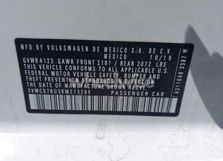 Photo 9 of 2019 Volkswagen Jetta 1.4T R-LINE/1.4T S/1.4T SE (VIN 3VWC57BU3KM273289)