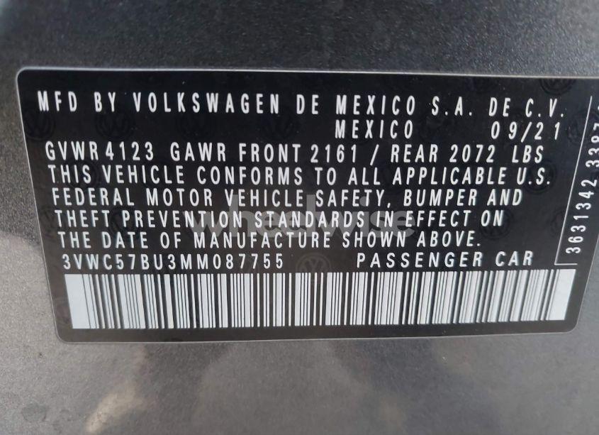 Photo 9 of 2021 Volkswagen Jetta 1.4T R-LINE/1.4T S/1.4T SE (VIN 3VWC57BU3MM087755)