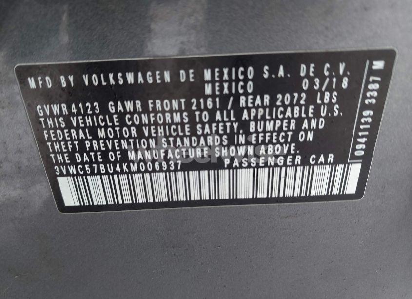 Photo 9 of 2019 Volkswagen Jetta 1.4T R-LINE/1.4T S/1.4T SE (VIN 3VWC57BU4KM006937)