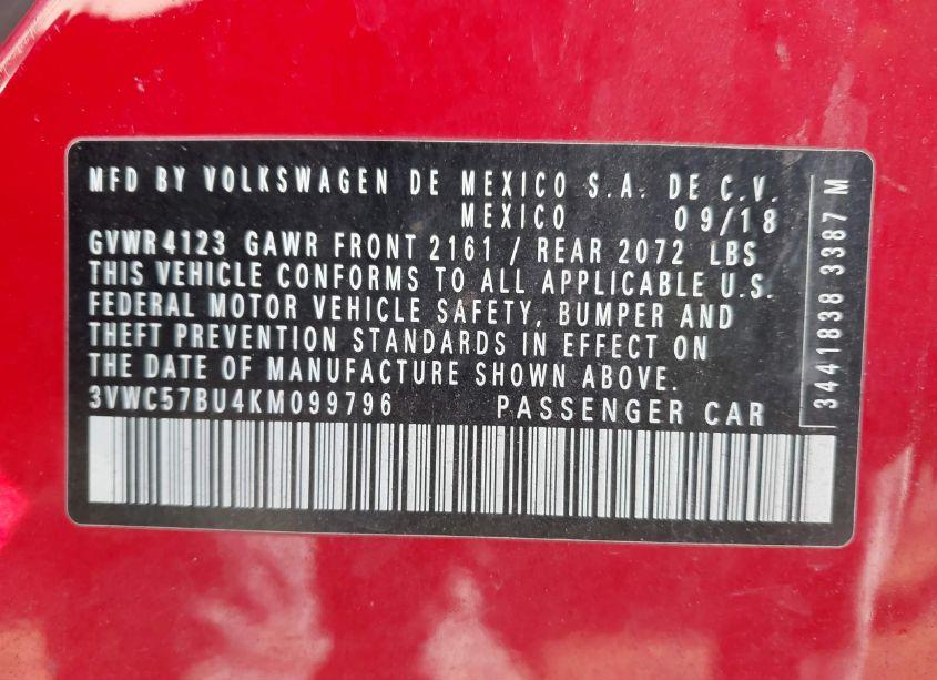 Photo 9 of 2019 Volkswagen Jetta (VIN 3VWC57BU4KM099796)