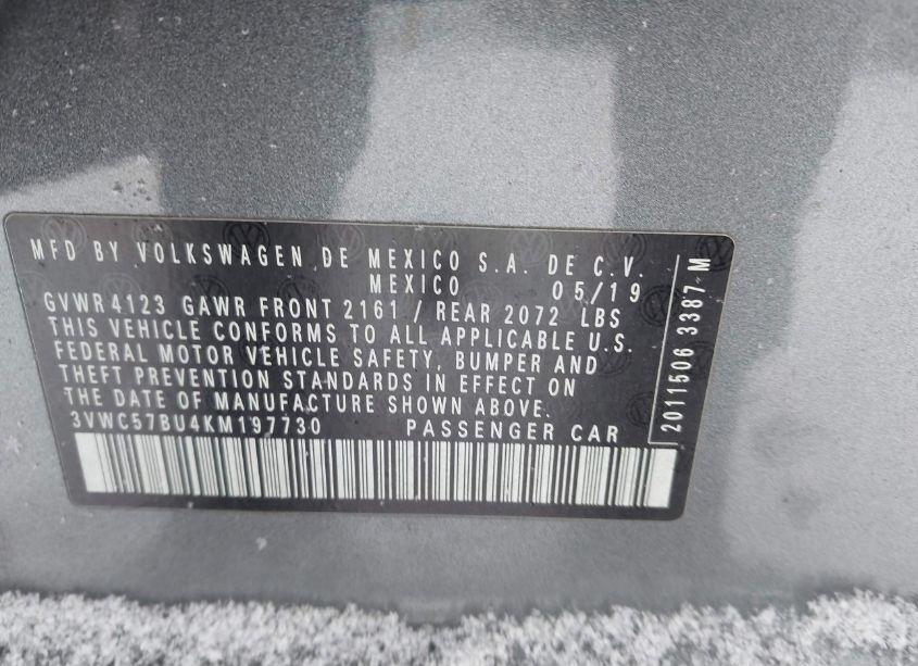 Photo 9 of 2019 Volkswagen Jetta 1.4T R-LINE/1.4T S/1.4T SE (VIN 3VWC57BU4KM197730)