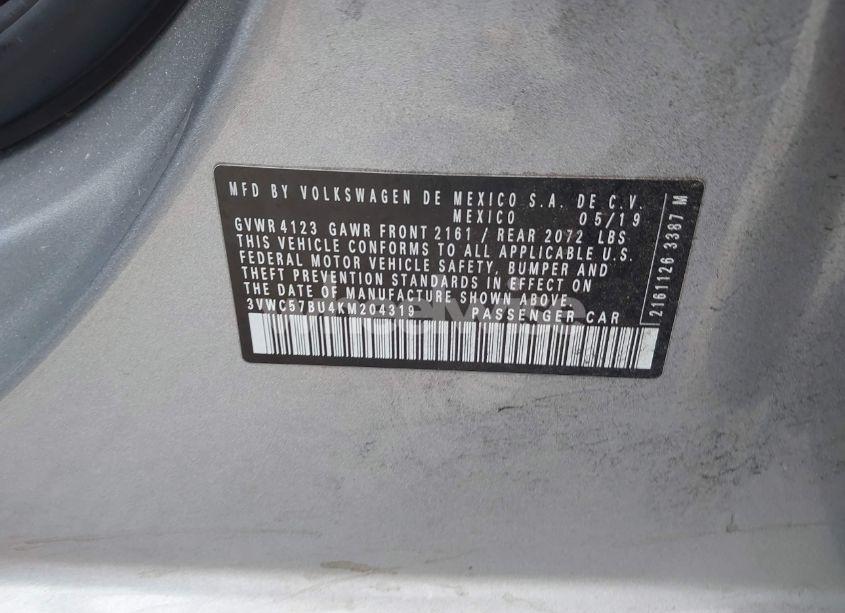 Photo 9 of 2019 Volkswagen Jetta 1.4T R-LINE/1.4T S/1.4T SE (VIN 3VWC57BU4KM204319)