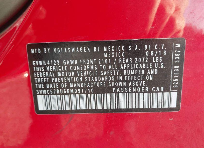 Photo 9 of 2019 Volkswagen Jetta 1.4T R-LINE/1.4T S/1.4T SE (VIN 3VWC57BU5KM091710)