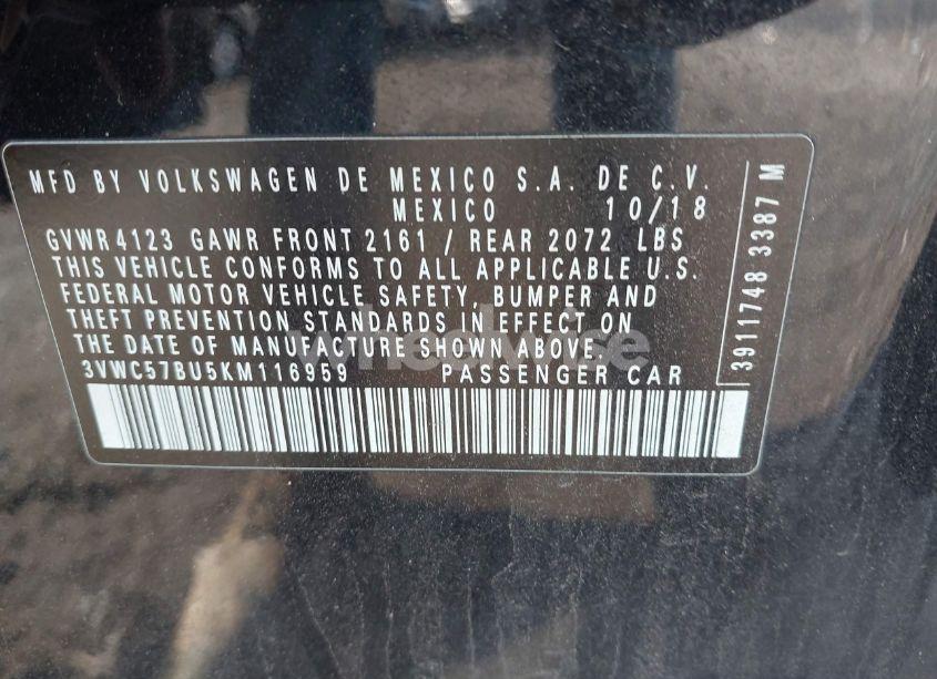 Photo 9 of 2019 Volkswagen Jetta 1.4T R-LINE/1.4T S/1.4T SE (VIN 3VWC57BU5KM116959)