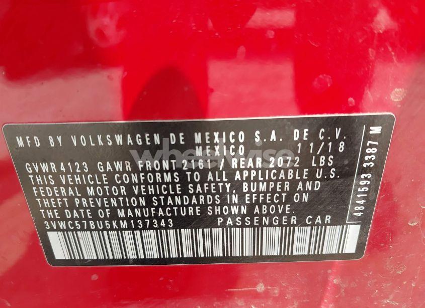 Photo 9 of 2019 Volkswagen Jetta 1.4T R-LINE/1.4T S/1.4T SE (VIN 3VWC57BU5KM137343)