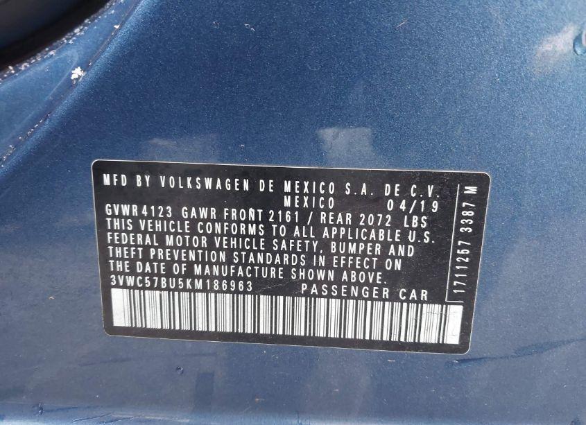 Photo 9 of 2019 Volkswagen Jetta 1.4T R-LINE/1.4T S/1.4T SE (VIN 3VWC57BU5KM186963)