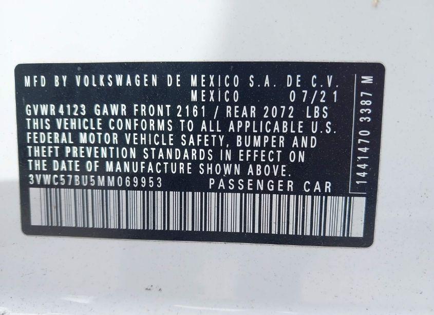 Photo 9 of 2021 Volkswagen Jetta 1.4T R-LINE/1.4T S/1.4T SE (VIN 3VWC57BU5MM069953)