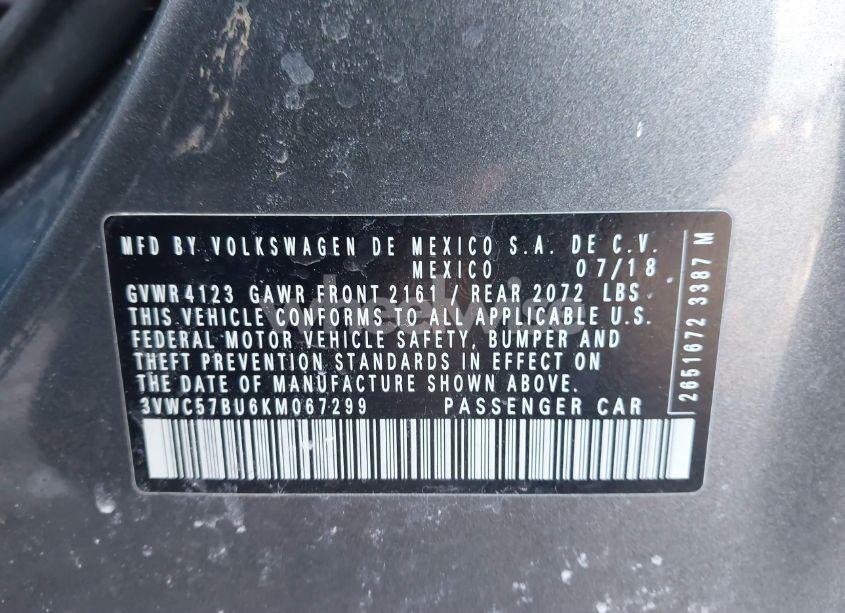 Photo 9 of 2019 Volkswagen Jetta 1.4T R-LINE/1.4T S/1.4T SE (VIN 3VWC57BU6KM067299)
