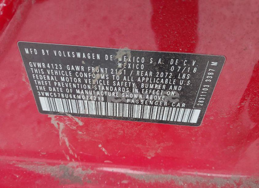 Photo 9 of 2019 Volkswagen Jetta 1.4T R-LINE/1.4T S/1.4T SE (VIN 3VWC57BU6KM074298)