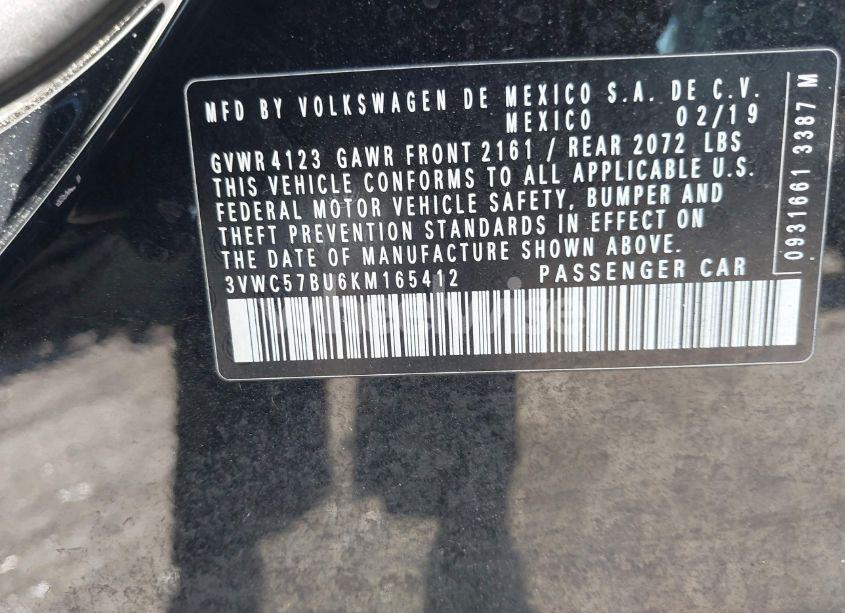 Photo 9 of 2019 Volkswagen Jetta 1.4T R-LINE/1.4T S/1.4T SE (VIN 3VWC57BU6KM165412)