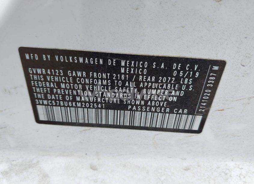 Photo 9 of 2019 Volkswagen Jetta 1.4T R-LINE/1.4T S/1.4T SE (VIN 3VWC57BU6KM202541)