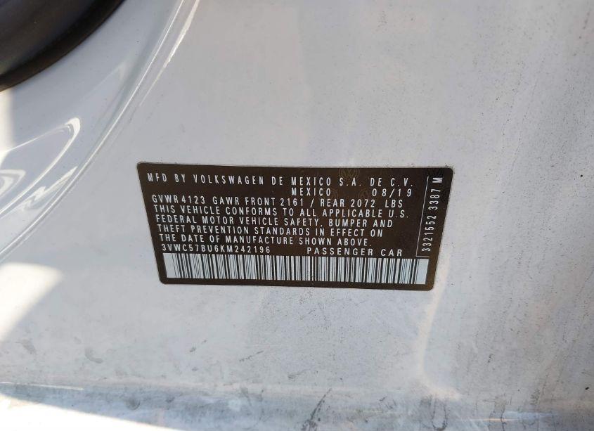 Photo 9 of 2019 Volkswagen Jetta 1.4T R-LINE/1.4T S/1.4T SE (VIN 3VWC57BU6KM242196)