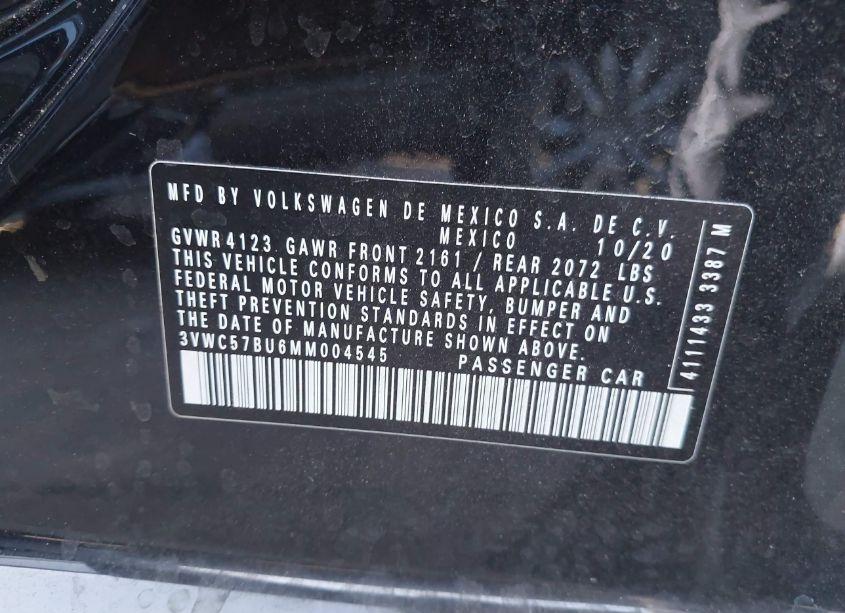 Photo 9 of 2021 Volkswagen Jetta 1.4T R-LINE/1.4T S/1.4T SE (VIN 3VWC57BU6MM004545)