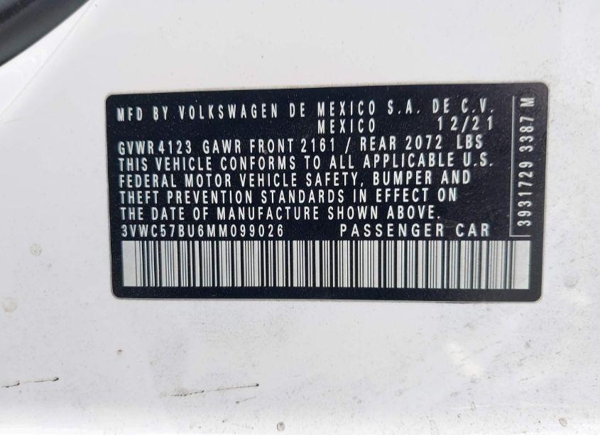 Photo 9 of 2021 Volkswagen Jetta 1.4T R-LINE/1.4T S/1.4T SE (VIN 3VWC57BU6MM099026)
