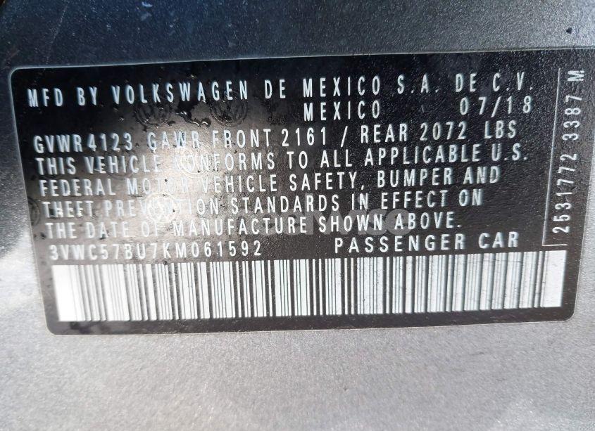 Photo 9 of 2019 Volkswagen Jetta 1.4T R-LINE/1.4T S/1.4T SE (VIN 3VWC57BU7KM061592)