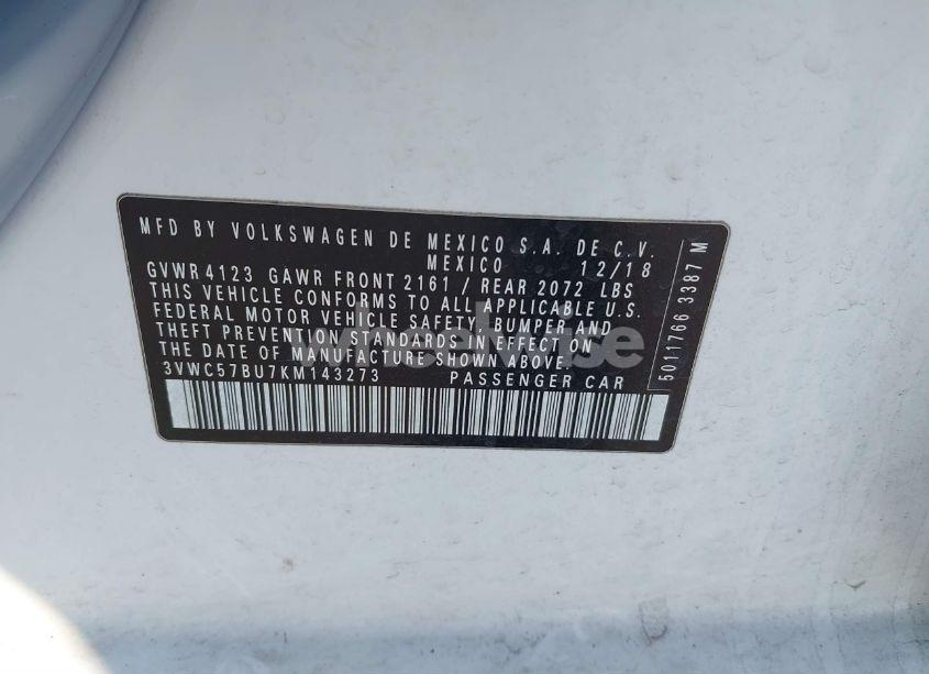 Photo 9 of 2019 Volkswagen Jetta 1.4T R-LINE/1.4T S/1.4T SE (VIN 3VWC57BU7KM143273)