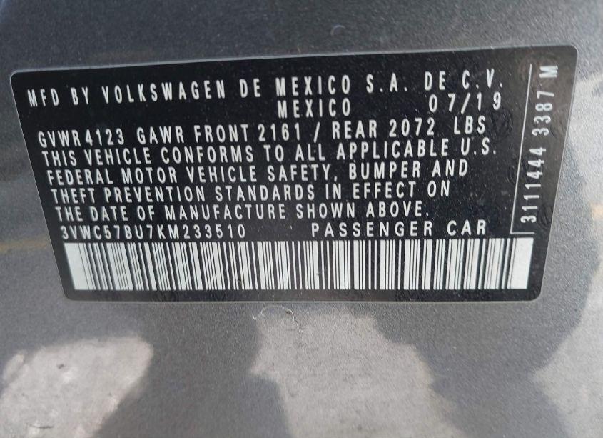 Photo 9 of 2019 Volkswagen Jetta 1.4T R-LINE/1.4T S/1.4T SE (VIN 3VWC57BU7KM233510)