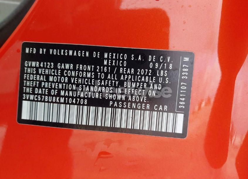 Photo 9 of 2019 Volkswagen Jetta 1.4T R-LINE/1.4T S/1.4T SE (VIN 3VWC57BU8KM104708)