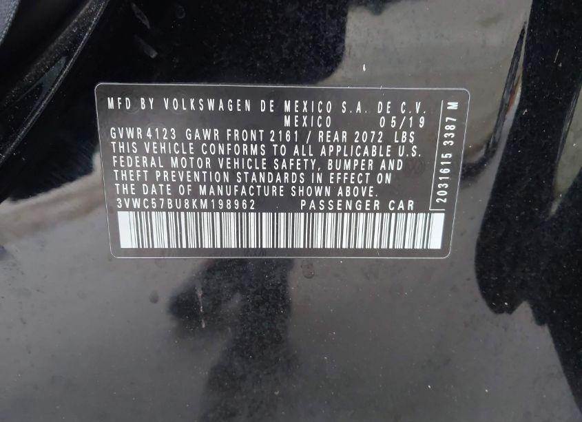 Photo 9 of 2019 Volkswagen Jetta 1.4T R-LINE/1.4T S/1.4T SE (VIN 3VWC57BU8KM198962)