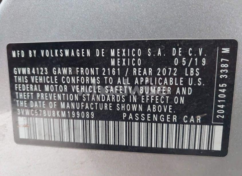 Photo 9 of 2019 Volkswagen Jetta 1.4T R-LINE/1.4T S/1.4T SE (VIN 3VWC57BU8KM199089)