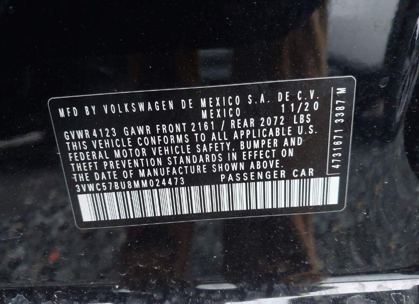 Photo 9 of 2021 Volkswagen Jetta 1.4T R-LINE/1.4T S/1.4T SE (VIN 3VWC57BU8MM024473)