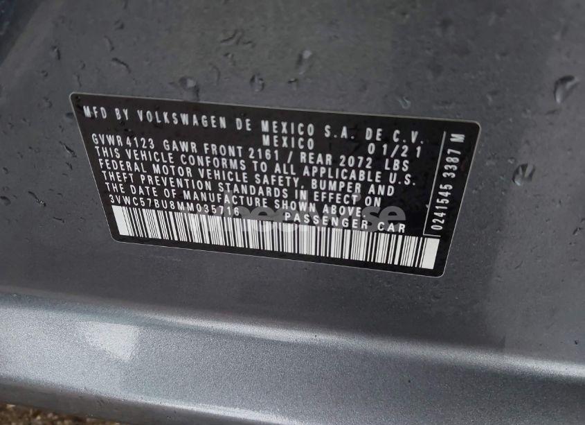 Photo 9 of 2021 Volkswagen Jetta 1.4T R-LINE/1.4T S/1.4T SE (VIN 3VWC57BU8MM035716)