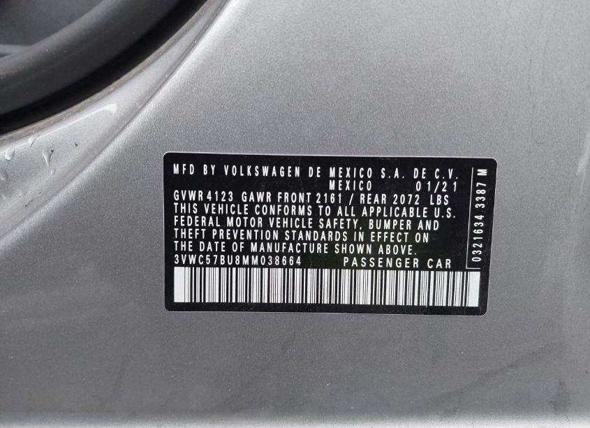 Photo 9 of 2021 Volkswagen Jetta 1.4T R-LINE/1.4T S/1.4T SE (VIN 3VWC57BU8MM038664)